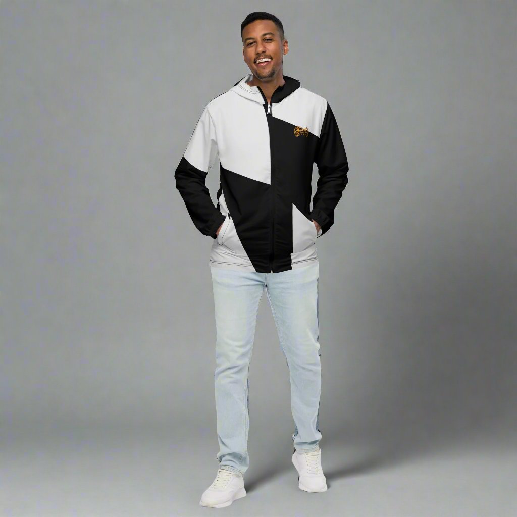 GT4L Men's Black Grey Patchwork Windbreaker