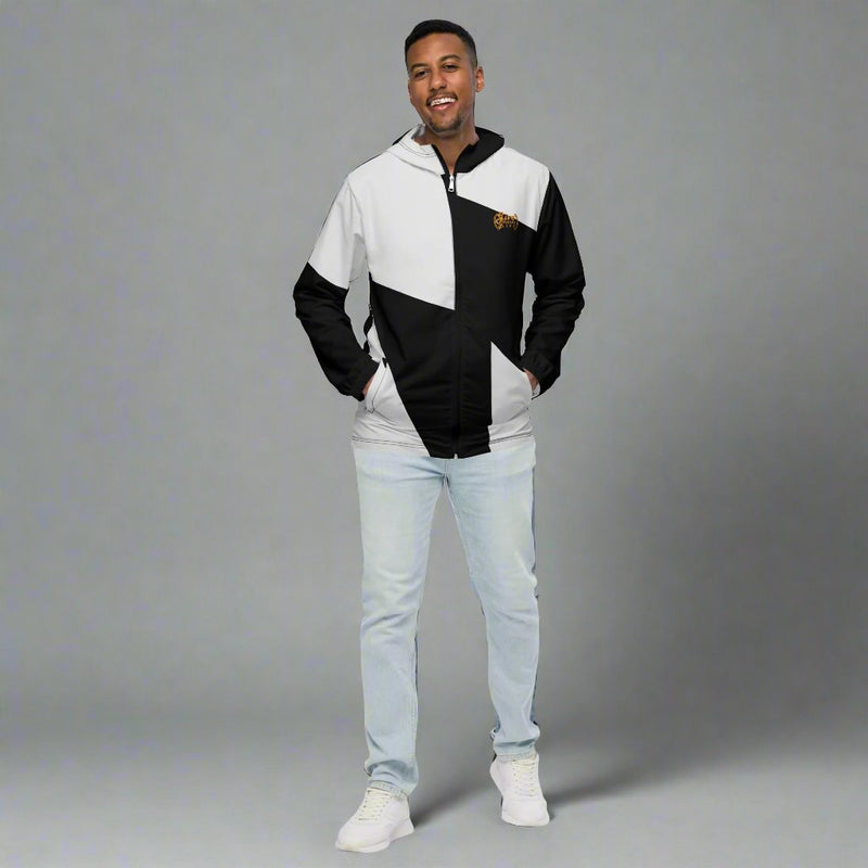 GT4L Men's Black Grey Patchwork Windbreaker