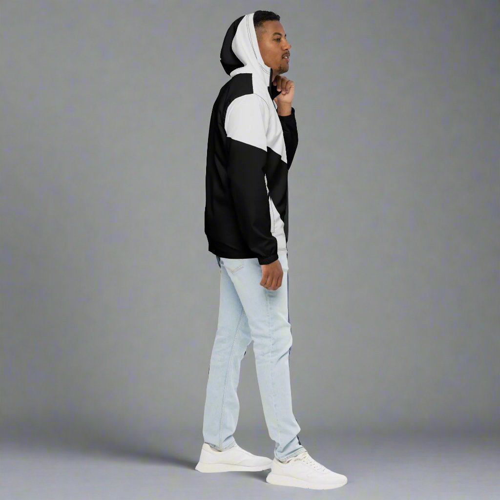 GT4L Men's Black Grey Patchwork Windbreaker, view 5