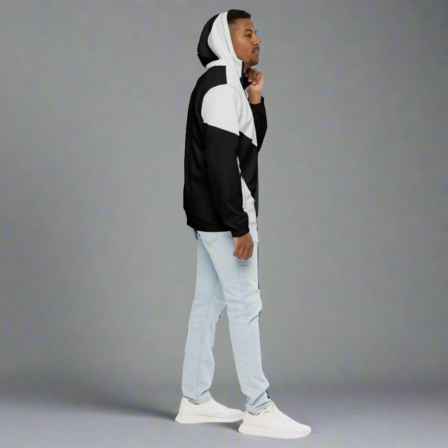 GT4L Men's Black Grey Patchwork Windbreaker, view 5
