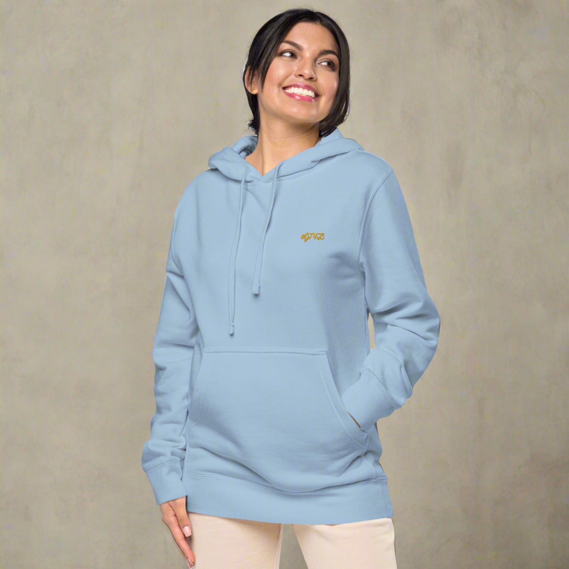 #GT4L Women's Embroidered Pigment-dyed Hoodie. Branded Clothing and Accessories